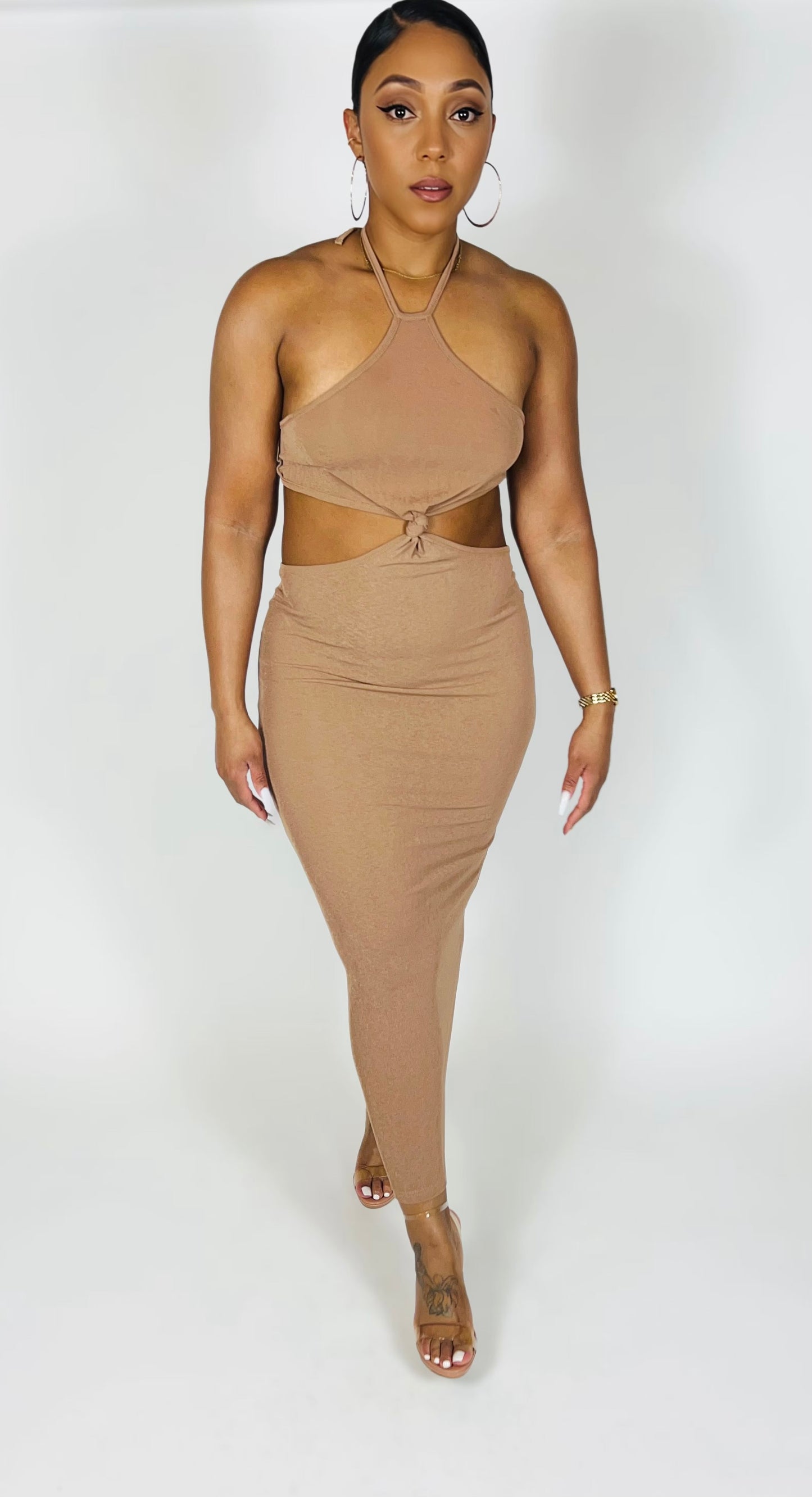 Goddess Maxi Dress (Taupe)