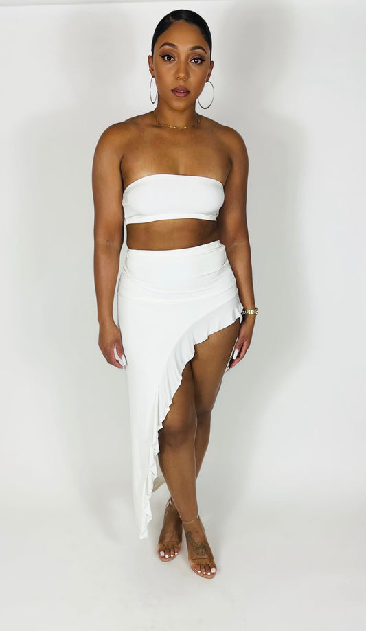 Ruffle Skirt Set (White)