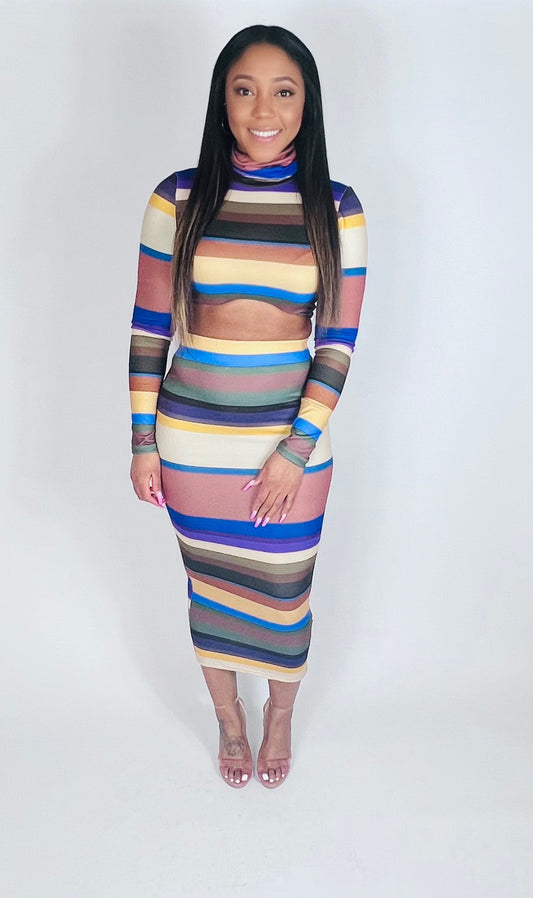 Noelle Striped Skirt Set