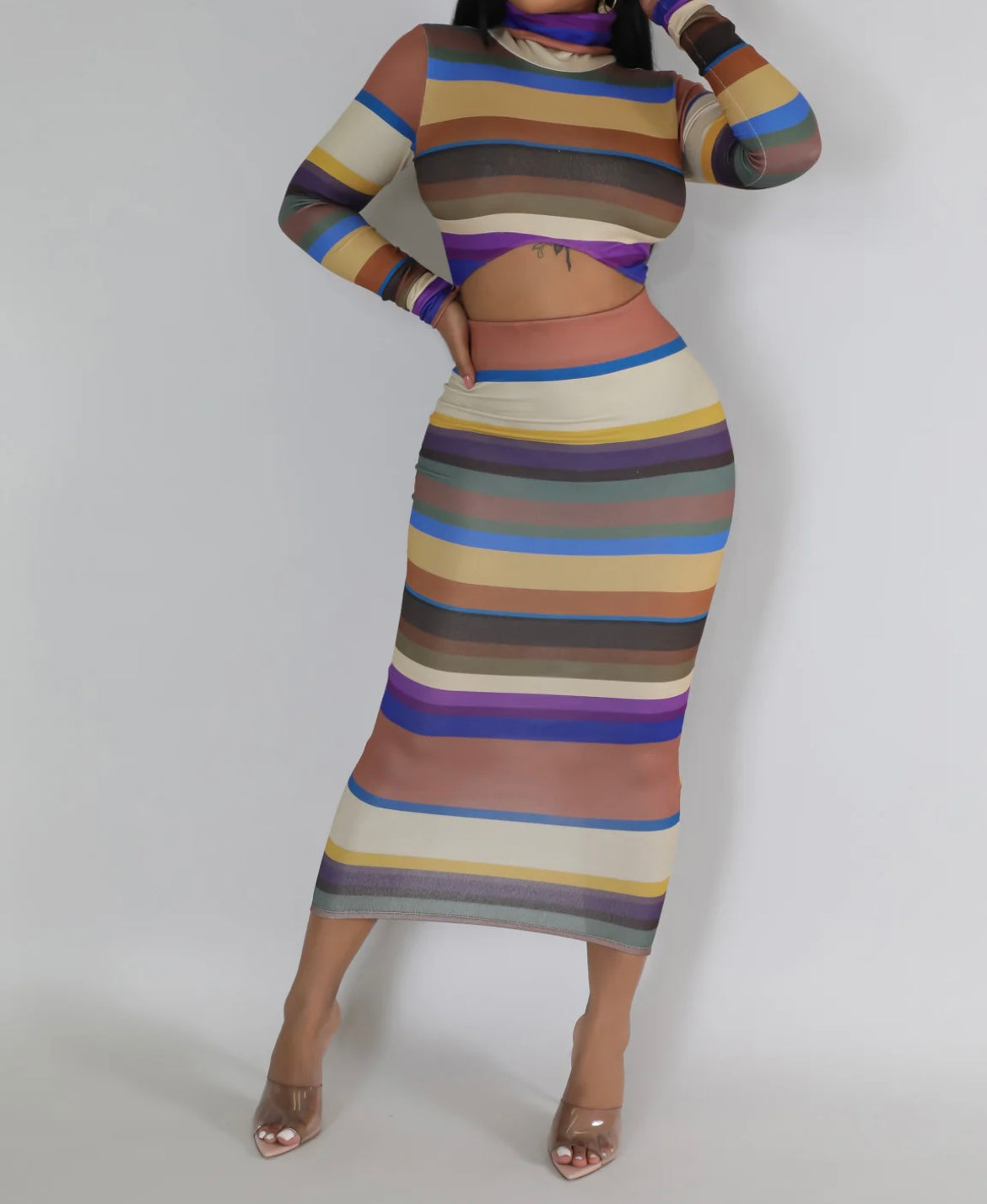 Noelle Striped Skirt Set