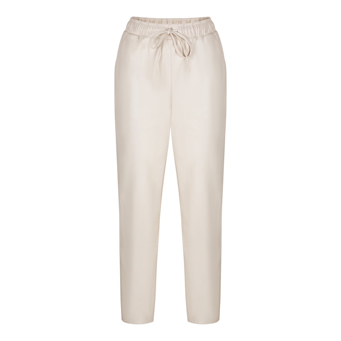 Ray Cropped Leather Pants (Beige)