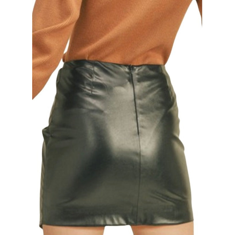 Amber Leather Mini Skirt (Black)