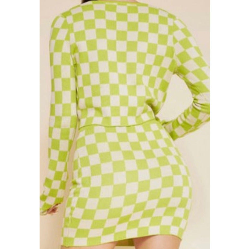 Bre Checkered Skirt Set (Green)