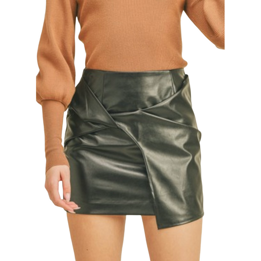 Amber Leather Mini Skirt (Black)