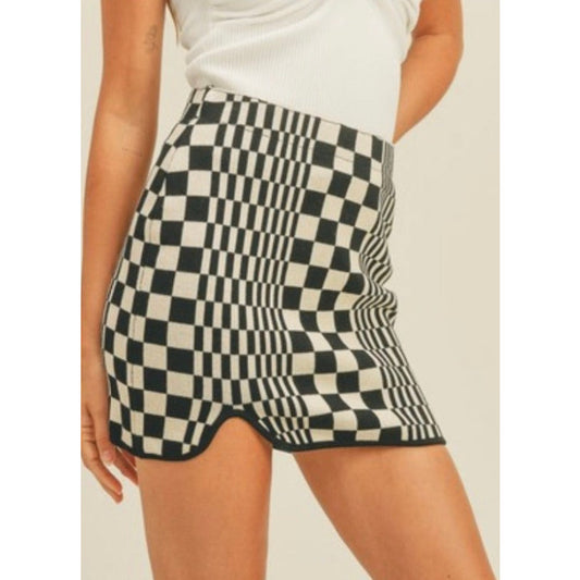 Tiffany Checkered Skirt (Black/ White)