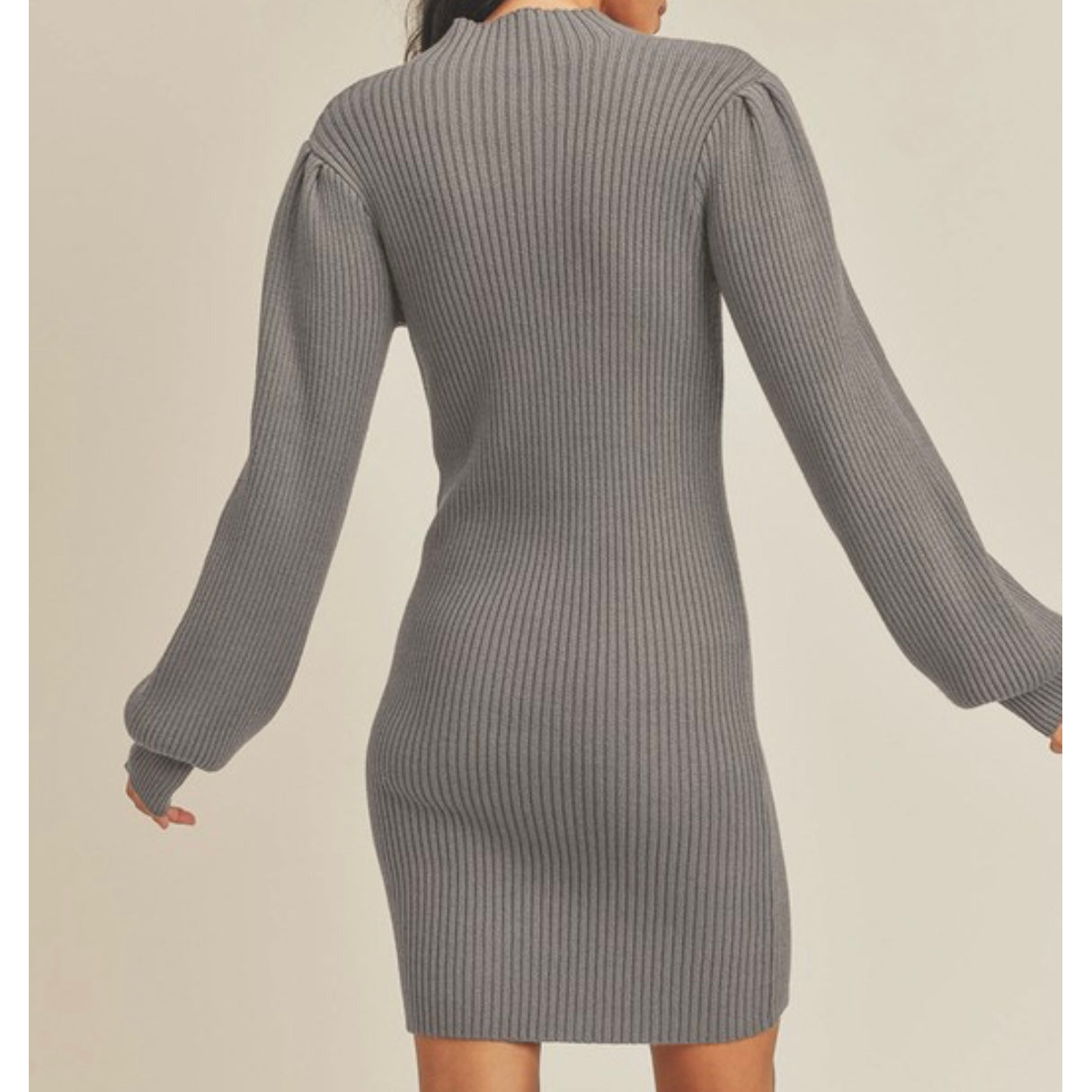 Macey Mock Neck Sweater Dress (Grey)